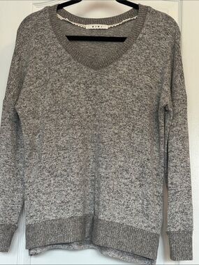 Kiki Women's Taupe/Gray V-Neck Sweater - Soft Lightweight Knit